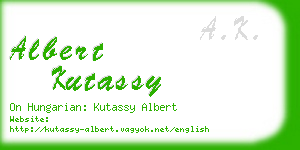 albert kutassy business card